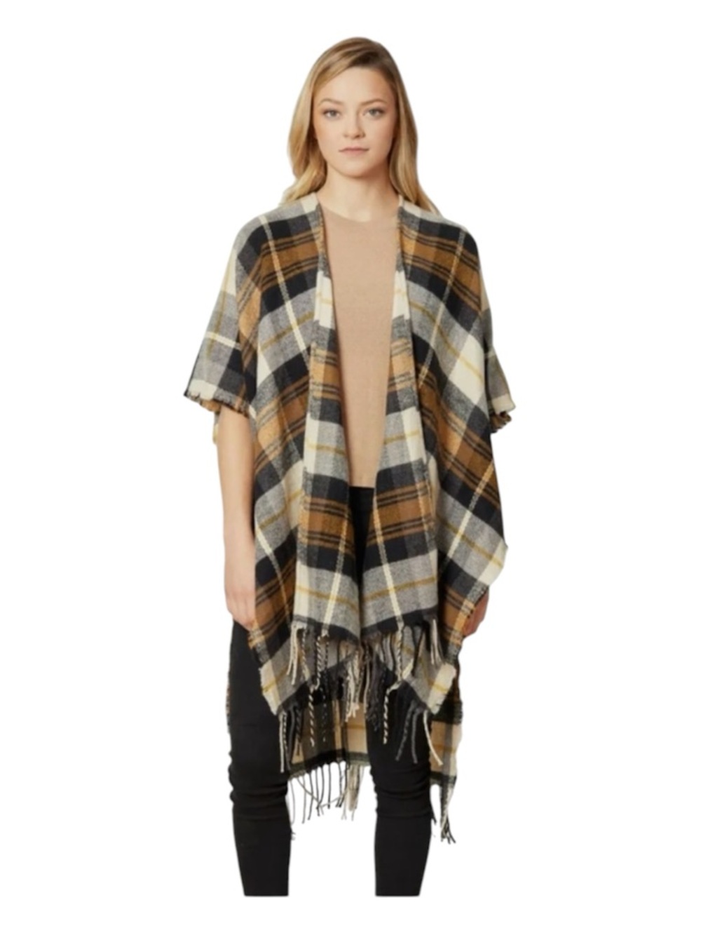 Dry Goods plaid Sherpa/kimono. Never worn